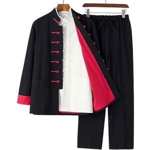 RVUEM Kung Fu Suit Sets, Tai Chi Uniform Shirt, Training Clothes Apparel Clothing, QiGong Martial Arts Wing Chun Shaolin Kung Fu Shirt, Tang Suit 3 Piece Set,009,3XL