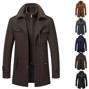 Heren Halflange Wollen Jas, Warme Wollen Winterjas, Jas Met Capuchon, Slim Fit, For Zakelijk Gebruik, Korte Jas, Elegante Trenchcoat, M-4XL