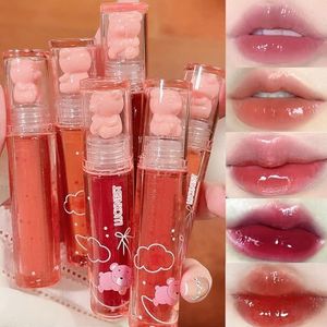6 stuks Bear Lip Glaze vloeibare lippenstift, schattige bear lipgloss, vochtinbrengende lipgloss, watervast, lang houdend, cheek rouge tint, cosmetica