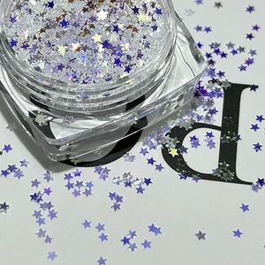 1 doos glanzende mini-ster glitter dunne maan passende nagelaccessoires handgemaakte draagbare nagelmaterialen decoratie-ster (Aurora paars)