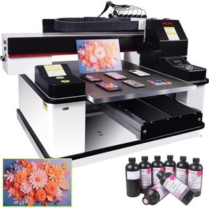 6090 UV Printer Ovsuqu Flatbed Varnish UV Printer Working Area 23.6x35.4 inches with 3pcs Printhead for Phone Case Acrylic
