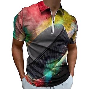 Kleurrijke Hockey Polo Shirt voor Mannen Casual Rits Kraag T-shirts Golf Tops Slim Fit