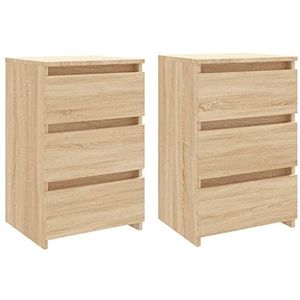 vidaXL Nachtkastjes 2 st 40x35x62,5 cm bewerkt hout sonoma eikenkleur