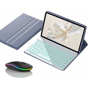 Toetsenbordhoes voor Honor Pad V8 Pro (12.1-inch), Magnetisch Afneembaar Draadloos Achtergrondverlichting Toetsenbord met Bluetooth Muis,Purper