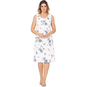 e.Femme® Jana 504 nachthemd voor dames, van 100% katoen, Wit/Blauw, 48