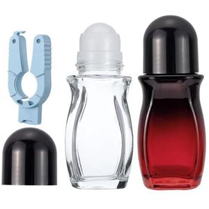 Parfumlism 50ml roll-on flesjes voor zelfgemaakte deodorant, 2-pack glazen rollerball flesjes met multifunctionele flesopener voor essentiële oliën, parfum, cosmetica, zonnebrandcrème en moisturizer