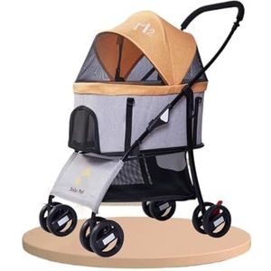 Dierenkar Afneembare kinderwagen for huisdieren Lichtgewicht dubbellaags volledig bedekkend zonnescherm Hondenkar Buitenreizen (Color : Black)