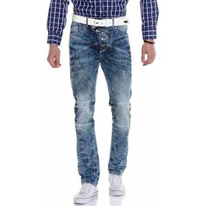 Cipo & Baxx Heren Jeans Broek Slim Fit Denim Modern 5 Pocket Design Men Jeans Broek, blauw, 33W / 32L