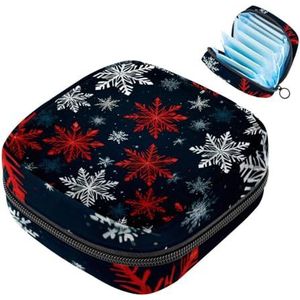 MUOOUM Kerst Sneeuwvlok Patroon Maandverband Opbergtas Menstruatie Pad Tas Draagbare Menstruatie Cup Pouch met Rits voor Tiener Meisjes Vrouwen Dames