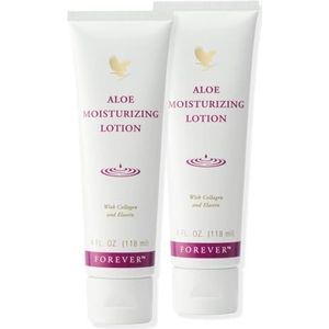 Forever Aloë Moisturizing Lotion, intensieve vochtverzorging, voor lichaam en gezicht, make-up onderlegger, trekt zonder resten in, glutenvrij, dermatologisch gecertificeerd, tube (2 x 118 ml)