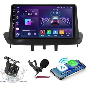 Android 14 Autoradio Navi voor R-enault Megane 3 2008-2014 9 ""Screenradio met draadloze carplay Android Auto GPS Navigatie-ondersteuning Bluetooth 5.0 HIFI FM 5G-WiFi SWC MIC-camera,M400s
