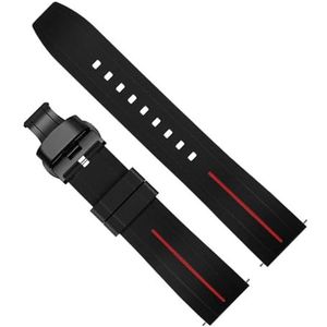 dayeer Waterdichte siliconen snelsluitingsarmband voor Tissot heren dames horlogeband voor Mido riem voor Citize horlogeband met vlindergesp (Color : Black Red 04, Size : 20mm)