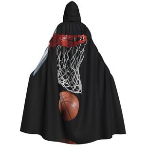 Basketbalprint Hooded Mantel Lange Voor Halloween Cosplay Kostuums 59 inch, Carnaval Fancy Dress Cosplay