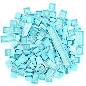 108 Toetsen PBT Keycaps, Ergonomisch Ontwerp Oliebestendig Kleurrijke Video Game Keycap voor Mechanische Toetsenbord(blauw)
