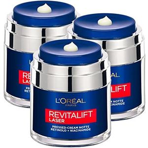 L'Oréal Paris Revitalift Laser - Nachtcrème - 3 blikjes à 50 ml - Tegen Rimpels - Met Retinol en Niacinamide