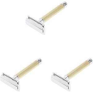 3 set Klassieke Handmatige Veiligheidsscheermessen Dubbele Rand Scheerapparaat voor Mannen Dagelijks Scheren Goud 10 X 4.4 X 2.5 cm