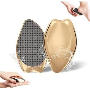 Voetvijl, voetvijl voor harde huid, glazen voetvijl - nat/droog exfoliator voor tweeërlei gebruik en hielschraper, (goud)