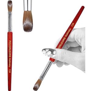 PCAORLEORS Acrylnagelpenseel Met 100% Puur Kolinsky-marterhaar En Rode Houten Hand, Ronde Professionele Gelkwast Voor Het Aanbrengen Van Acryl, maat 8,10, 12, 14, 16 (Größe 10)