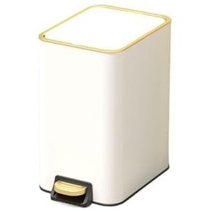 Vuilnisbakken, Luxe pedaalprullenbak van roestvrij staal, stijlvol ontwerp for woonkamer, keuken, slaapkamer, grote capaciteit, voor binnenruimte(White,10L)