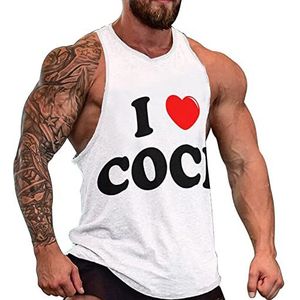 I Love Cock heren tanktop grafische mouwloze bodybuilding T-shirts casual strand T-shirt grappig sportschool spier