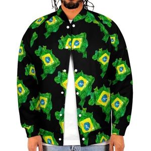 Aquarel Braziliaanse Vlag Kaart Grappige Mannen Baseball Jacket Gedrukt Jas Zachte Sweatshirt Voor Lente Herfst