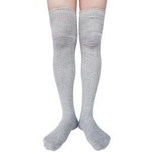 AUSUAYA Dames dik katoen boven de knie warme kousen, kabel breien dijen hoge sokken lange winter beenwarmers CL-W1, lichtgrijs, Small