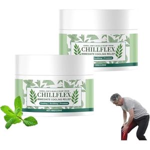 2 stuks Chillflex Instant Cooling Relief Cream, verzachtende verkoelende gel, crème voor pijnverlichting bij gewrichtspijn, voor spieren, hoofd, lendenen, nek, handen en voeten