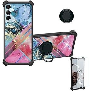 Aroepurt Hoes voor Samsung Galaxy M14 5G, compatibel met Samsung Galaxy M14 5G, case telefoonhoes, beschermhoes met 9H hardheid HD-beschermfolie, polycarbonaat + siliconen standaard JSF-DJS