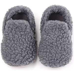 Dames Zomer Slippers Slippers Peuter Meisjes Jongens Toddler Trainingsschoenen Winter Warme Anti-Skid Schoenen Sloffen (Color : Dark Grey, Size : 13-18 Months)