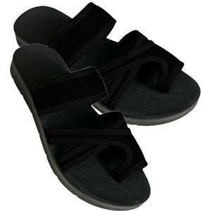 Dames Hollow Mesh Slide Sandalen, Comfortabele Orthopedische Pantoffels Ademende Mesh Sportsandalen(Black,41 EU)