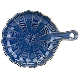 Braadpan for oven, keramische ovenschaal keramische taartvorm porseleinen bakvormen serveerschalen for oven lasagne pannen braadpan schaal quiche schaal ronde bloemblaadje vorm, 1 stuk, blauw (Color
