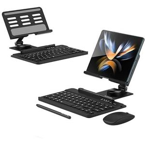 Voor Samsung Galaxy Z Fold 4/Fold 3 draadloze Bluetooth toetsenbord/muis/schrijfpen/roterende toetsenbordstandaard (zwart)