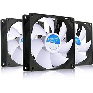 AABCOOLING Super Silent Fan 9 - Silent and Efficient 92mm Fan with 4 Anti-vibration Pads, Quiet Fan, Computer Fan, PC Fan, Silent Case Fan - Value Pack 3 Pieces 13,6 dB