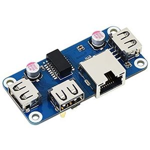 Ethernet/USB HUB HOED voor Raspberry Pi 4B/3B+/3A+/2B/Zero, met 1x RJ45 10/100M Ethernet-poort, 3x USB 2.0-poorten compatibel met USB 2.0/1.1