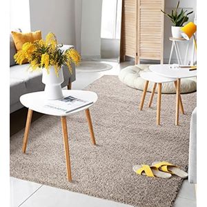 the carpet Port Moderne hoogpolige shaggy woonkamertapijt zacht garen effen beige afmetingen: 200 x 280 cm
