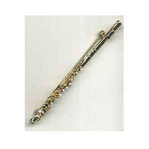 Broche Flauta (metaal en glas), goudkleurig, 8 cm