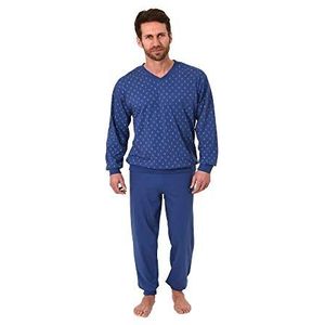Heren pyjama lange mouwen met manchetten - V-hals - 181 101 90 001, kleur: marine, maat: 56, marineblauw, 56