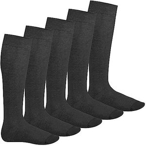 Footstar Kniekousen voor dames en heren (5 paar), klassieke katoenen kousen - Everyday!, antraciet, 39-42 EU
