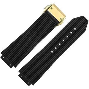 INSTR Zachte siliconen band met vlindergesp voor Hublot BIG BANG horlogeband vervangende accessoires 26 * 19 mm (Color : 10mm Gold Clasp, Size : 25.19mm)