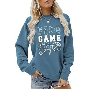 Game Day Basketball Sweatshirt, Women Casual Retro Crewneck Graphic Pullover Tops Funny Basketball Mama Shirts Gifts