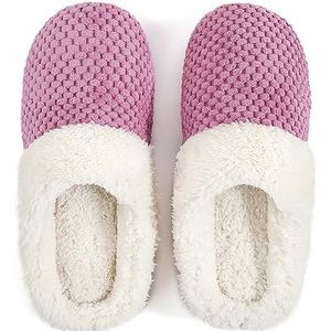 ULTRAIDEAS Dames Lamb-knuffel Comfy Fleece Huis Slippers Memory Foam, Slip-on House Schoenen Indoor Outdoor, Violet Rood, 9/10 UK, Violet Rood, 9/10 UK