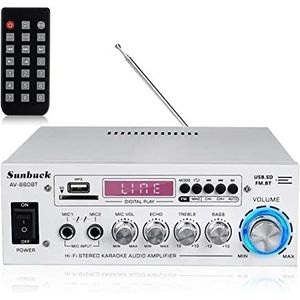 Audioversterker, 2000W Bluetooth 5.0 Auto-versterkers met Fm Radio Luidspreker Audio Versterker Voertuigversterker Behuizing Auto Audio(Silver)