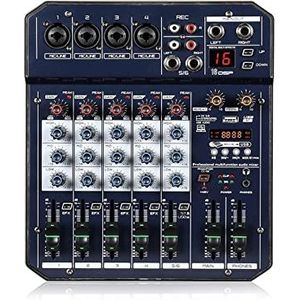 Professionele audiomixer T4 Draagbare Geluidskaart Mixing Console Mixer Ingebouwde 48V Fantoomvoeding Ondersteunt MP3 Speler BT DJ Live Party Mixer (Color : Nero, Size : T4)