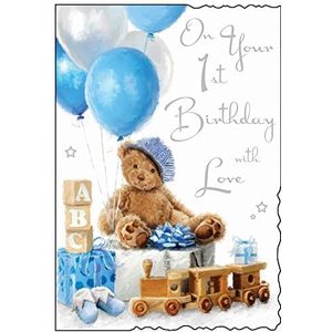 Blue Teddy 1st Birthday Card (JJ1511)