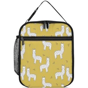 Alpaca Mosterd door Andrea Lauren Draagbare Volwassen Lunch Zakken Box Tote Lekvrij Geïsoleerde Koeltas met Side Mesh Pocket