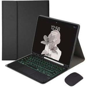 Toetsenbordhoes voor Samsung Galaxy Tab A7 10.4'' 2022/2020 (SM-T500/T505), 7-Kleuren Achtergrondverlichting, Magnetisch Afneembaar Draadloos Toetsenbord met S-Penhouder,zwart