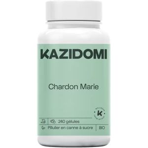 Kazidomi - Biologische mariadistel – voedingssupplement – 240 capsules – pillendoos van suikerriet