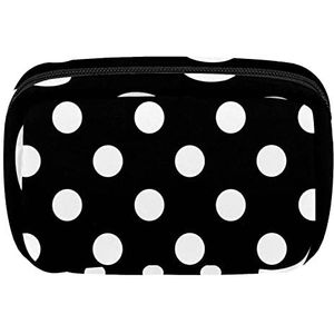 Cosmetische Rits Pouch Makeup Bag Travel Waterdichte Toiletry Bags voor Vrouwen Dots Zwart Wit, Meerkleurig, 17.5x7x10.5cm/6.9x4.1x2.8in