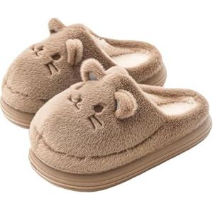 Sloffen Schattige kattenpantoffels Kawaii Cartoon Fuzzy Fluffy Imitatiebont Dierenhuispantoffels Fuzzy Winter Warm en zacht Slip-on slaapkamerschoenen voor mannen en vrouwen slippers