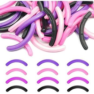 qiipii 40 stuks wimperkruller navullingen krultang navulpads zachte rubberen krultang vervanging vullingen pads voor universele wimperkruller met een doorzichtige opbergdoos (zwart, paars, rozenrood,